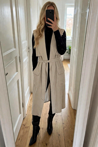 Damen longweste beige lang - damen,